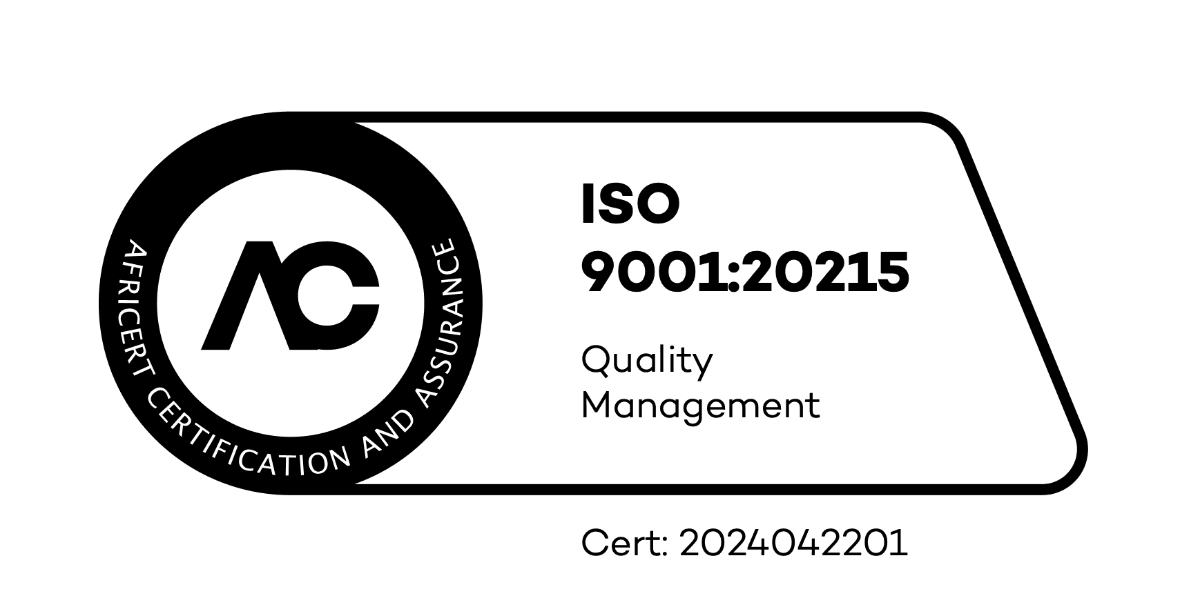 ISO 9001 Quality Management assurance mark – AfriCert Certification and Assurance, certificate 2024042201